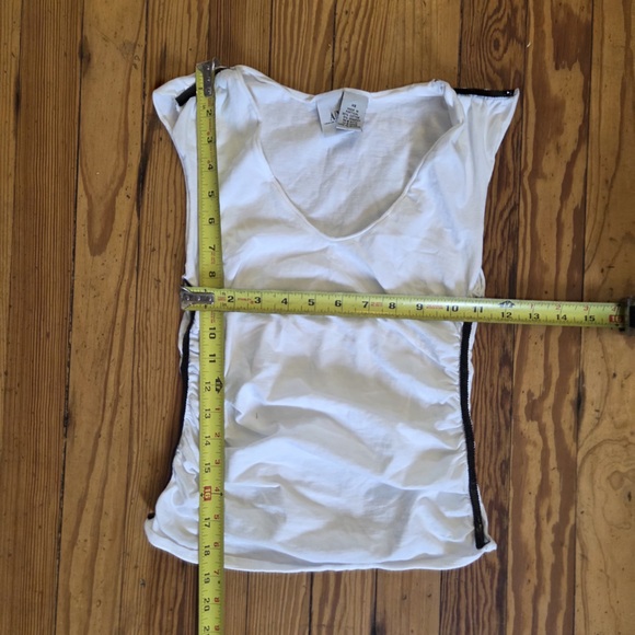 Armani Exchange White V-Neck Tank with Black Edge Trim - Picture 4 of 4